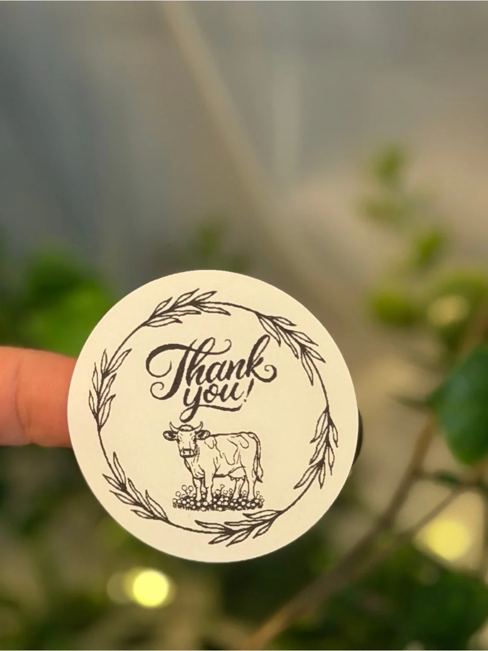 200 Farmhouse Thank You Stickers 2” Round Rustic Packaging Labels Foliage